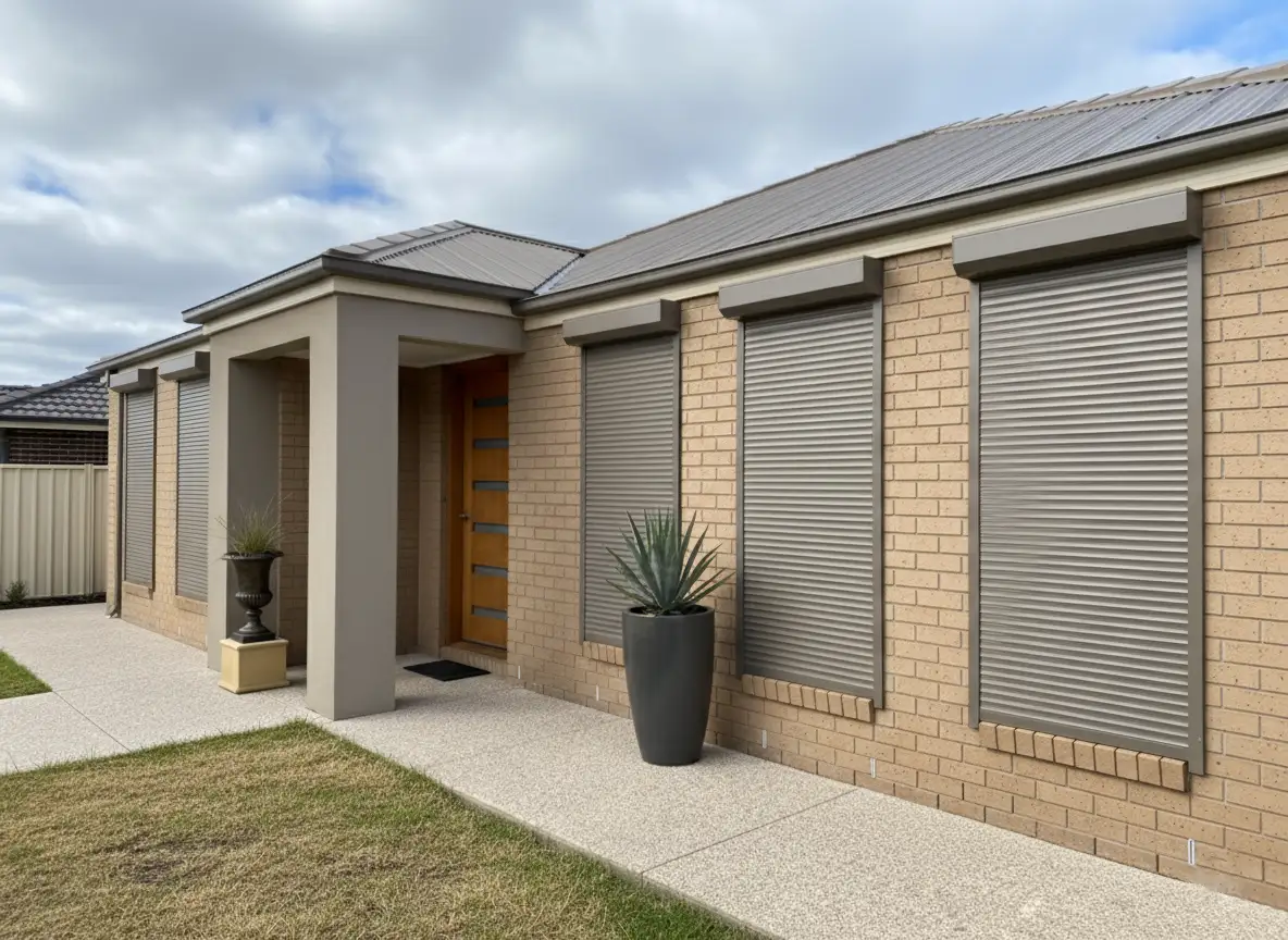 Custom-fitted roller shutters on a modern home